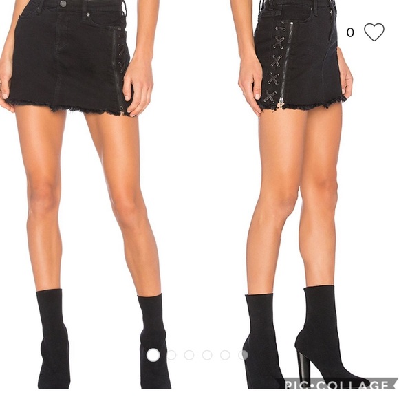 Blank NYC Lace Up Denim Mini Skirt - Picture 3 of 8